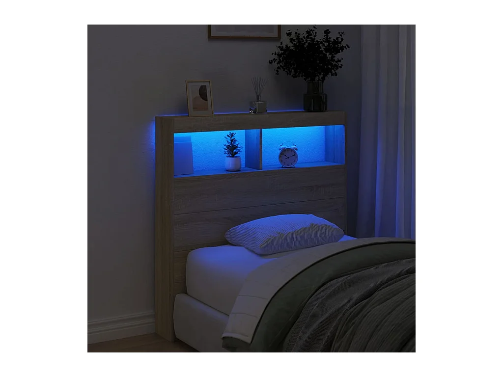 Cabecero de armario con LED roble Sonoma 100x17x102 cm