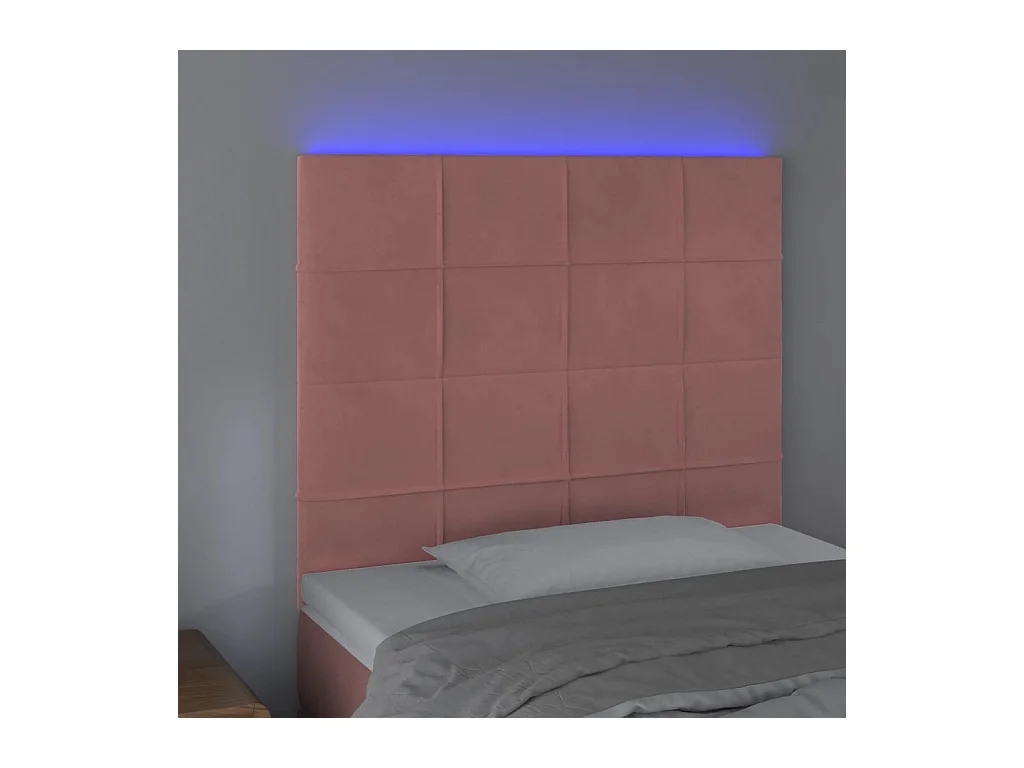 Testiera LED Rosa 100x5x118/128 cm Velluto