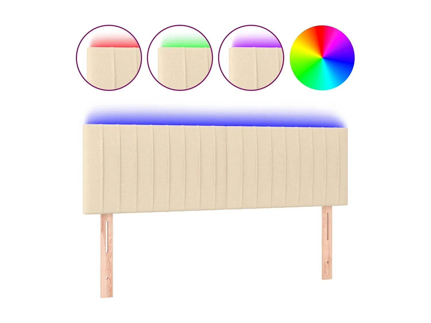 Testiera LED Crema 144x5x78/88 cm Tessuto