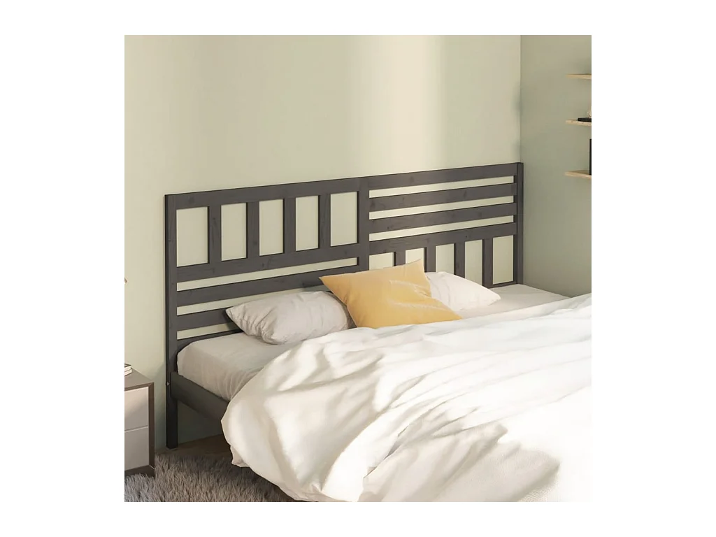 Grijs hoofdbord 206x4x100 cm Massief grenenhout