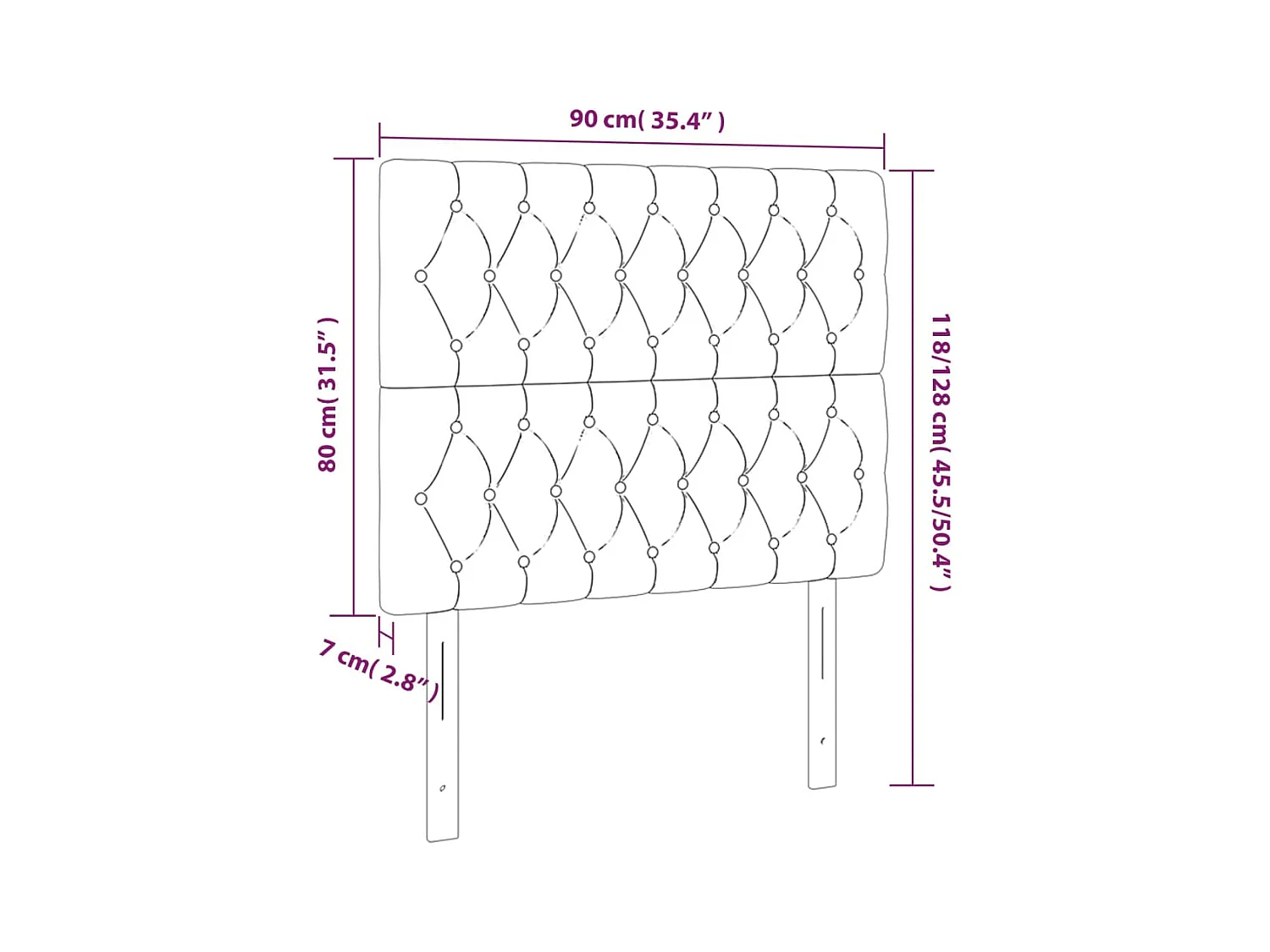 LED hoofdbord Donkergrijs 90x7x118/128 cm Stof