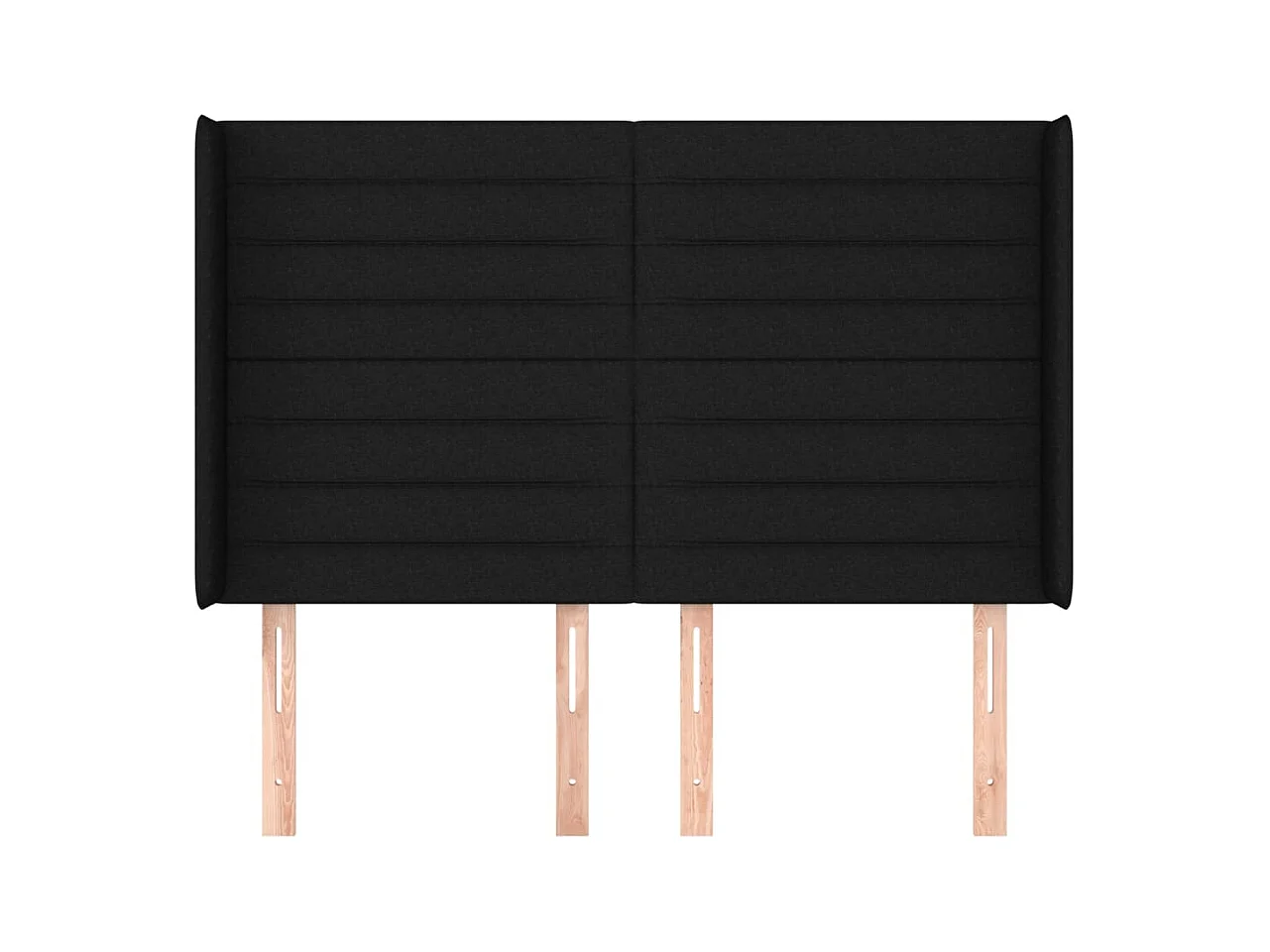 Kopfteil mit Flügeln Schwarz 147x16x118/128 cm Stoff