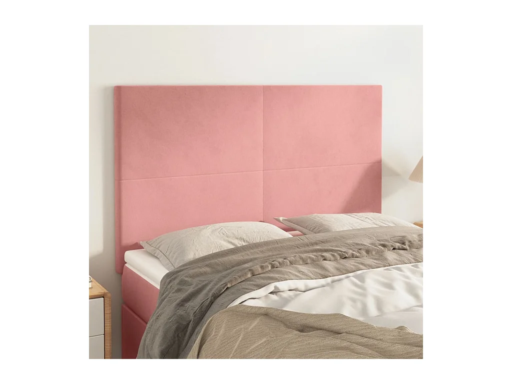 Hoofdborden 4 stuks Roze 72x5x78/88 cm Fluweel