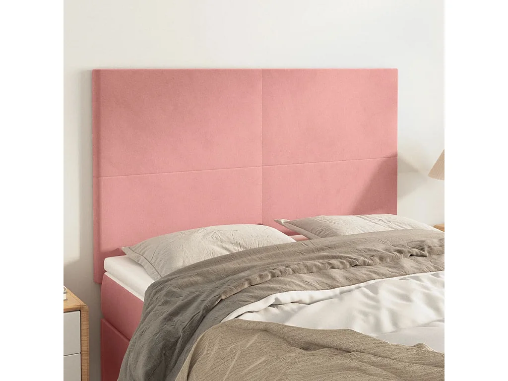 Testiere 4 pezzi Rosa 72x5x78/88 cm Velluto
