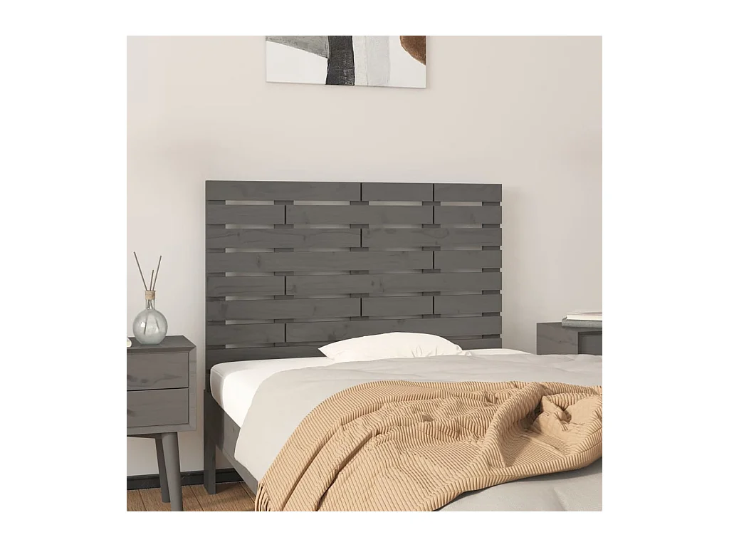 Tête de lit murale Gris 96x3x63 cm Bois massif de pin