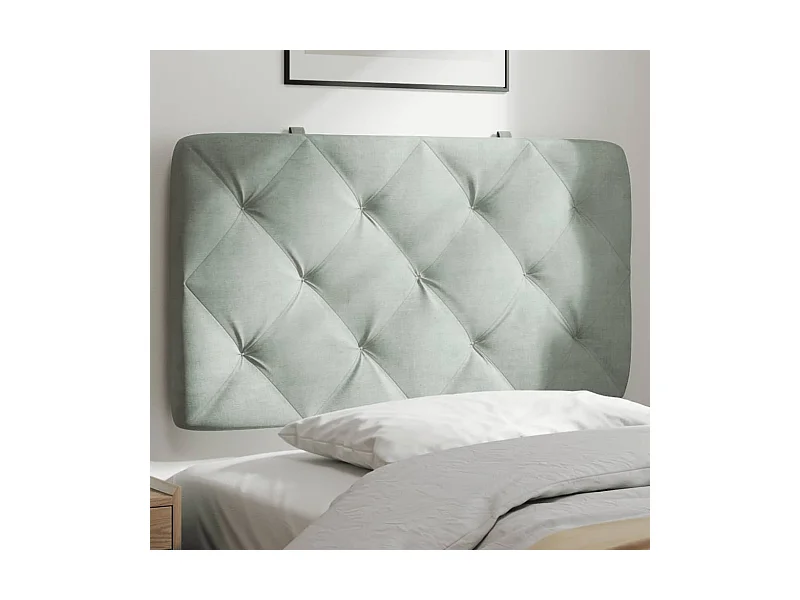 Hellgraues Samt-Kopfteilkissen 90 cm