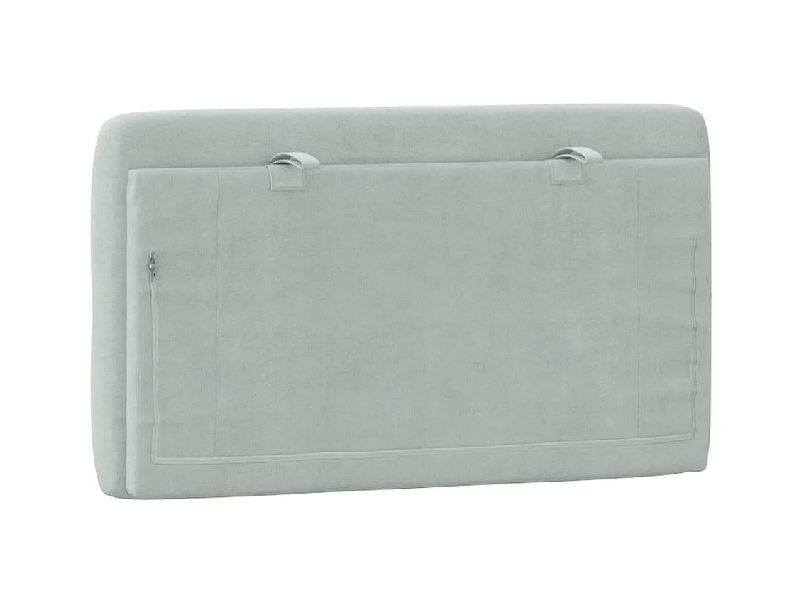 Hellgraues Samt-Kopfteilkissen 90 cm