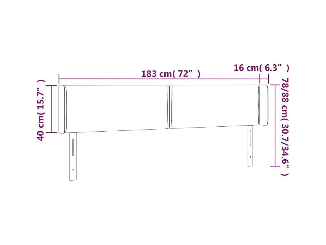 Cabecero LED Negro 183x16x78/88 cm Piel Sintética