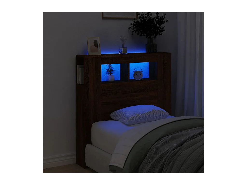 Tête de lit à LED chêne marron 100x18,5x103,5cm bois ingénierie