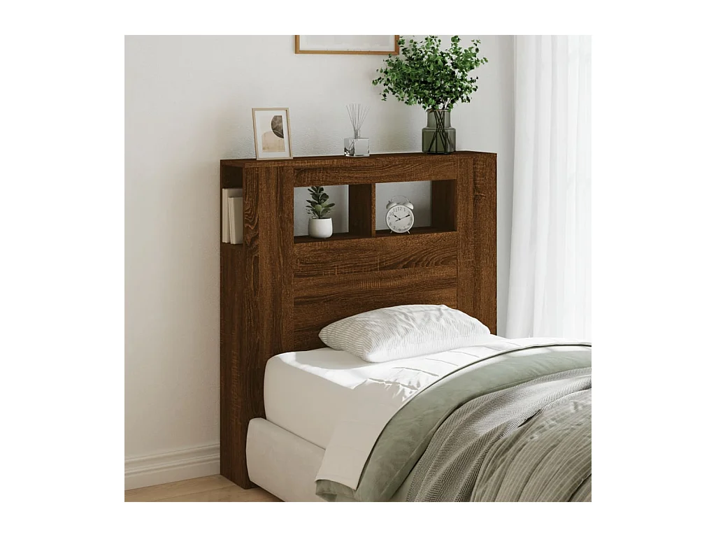 Tête de lit à LED chêne marron 100x18,5x103,5cm bois ingénierie