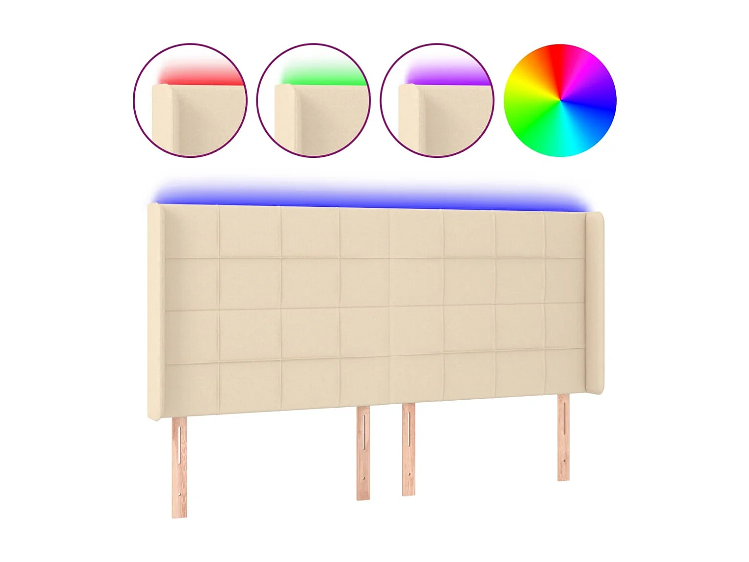 Tête de lit à LED Crème 183x16x118/128 cm Tissu