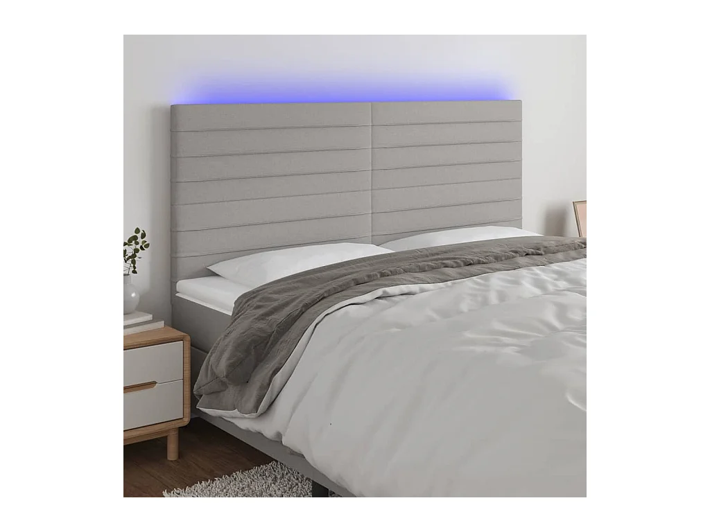 Tête de lit à LED Gris clair 160x5x118/128 cm Tissu