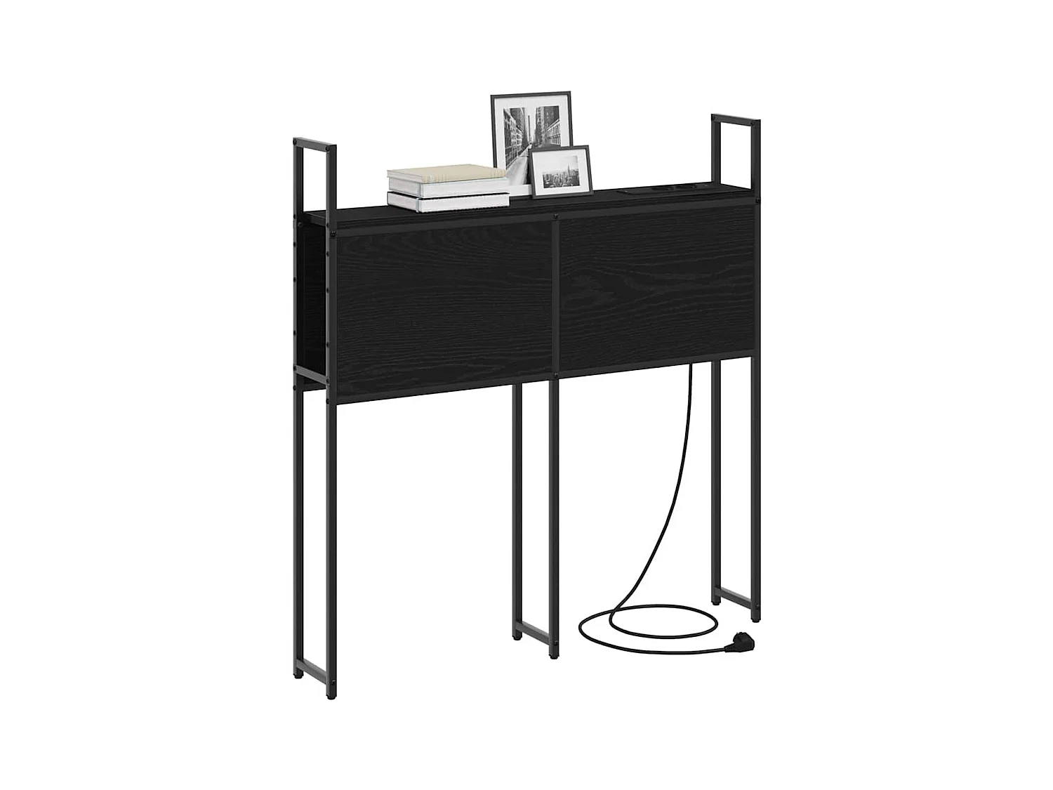 Opberghoofdbord met oplaadstation Zwart Eiken 80 cm