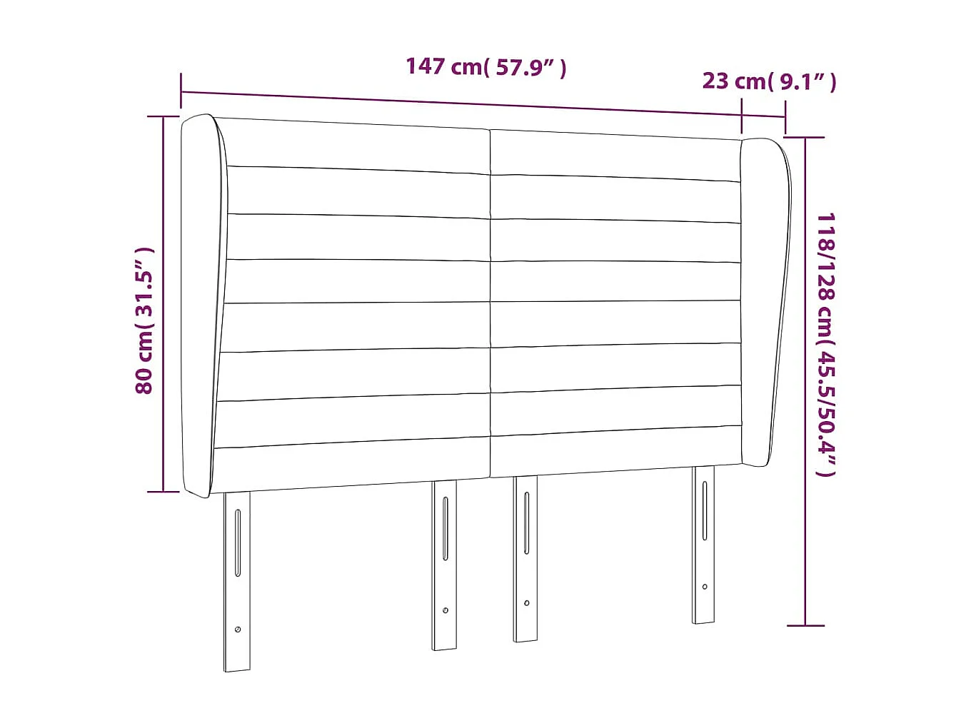 Tête de lit avec oreilles Taupe 147x23x118/128 cm Tissu