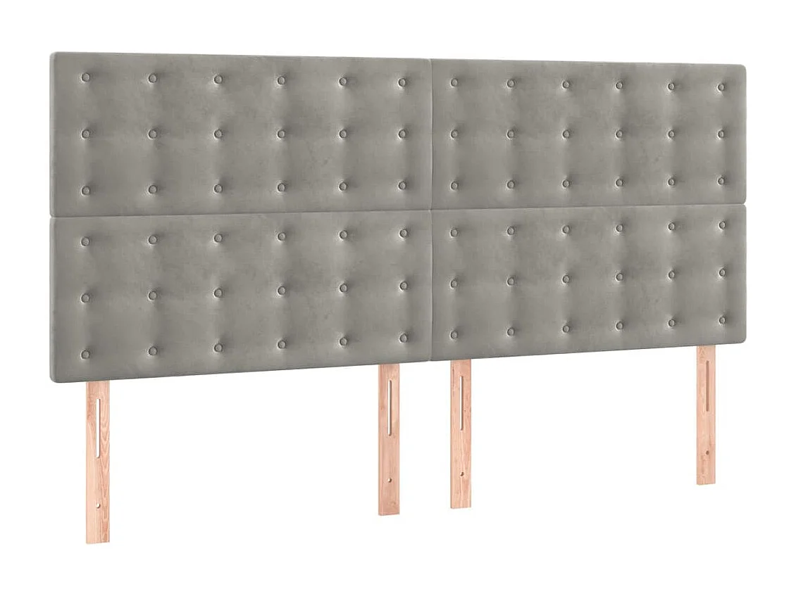 Testiere 4 pezzi Grigio chiaro 80x5x78/88 cm Velluto