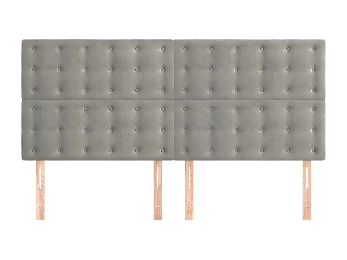 Testiere 4 pezzi Grigio chiaro 80x5x78/88 cm Velluto