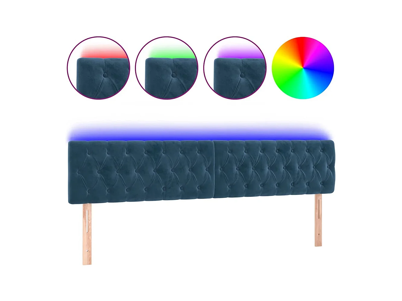 LED Hoofdbord Donkerblauw 180x7x78/88 cm Fluweel