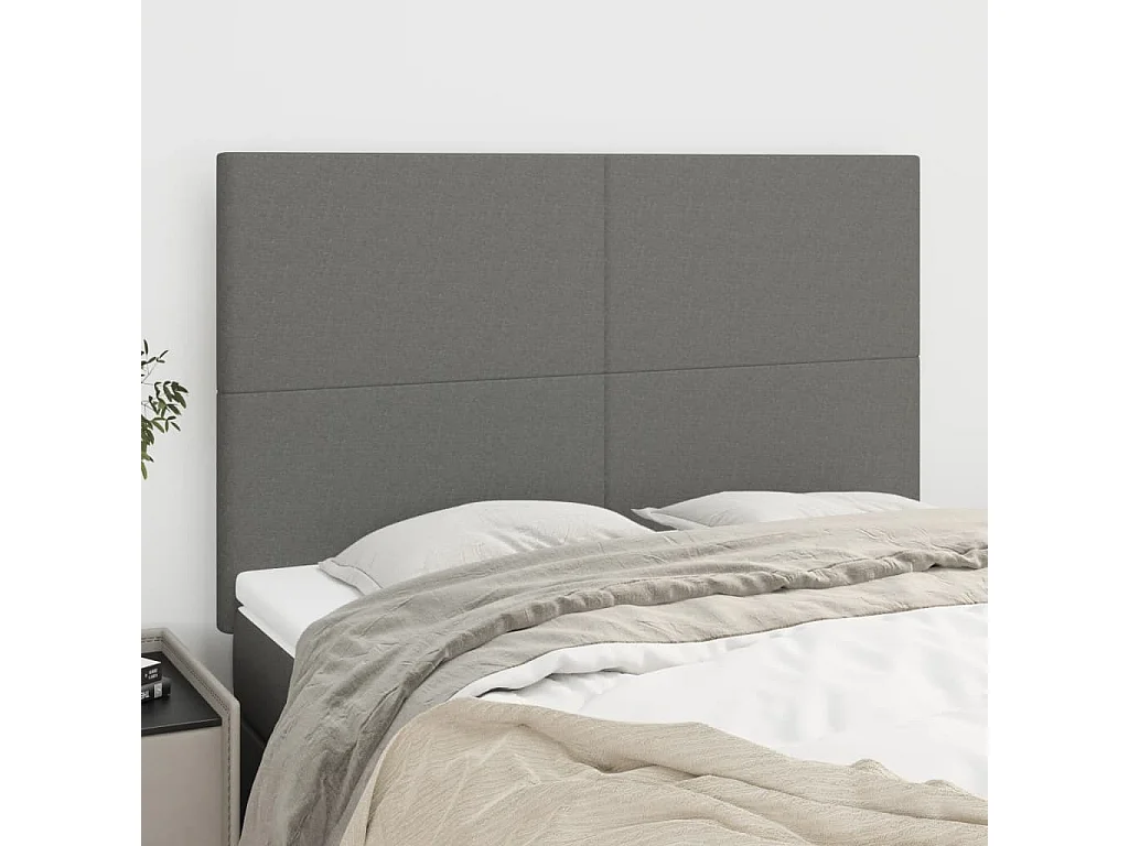 Têtes de lit 4 pcs Gris foncé 72x5x78/88 cm Tissu