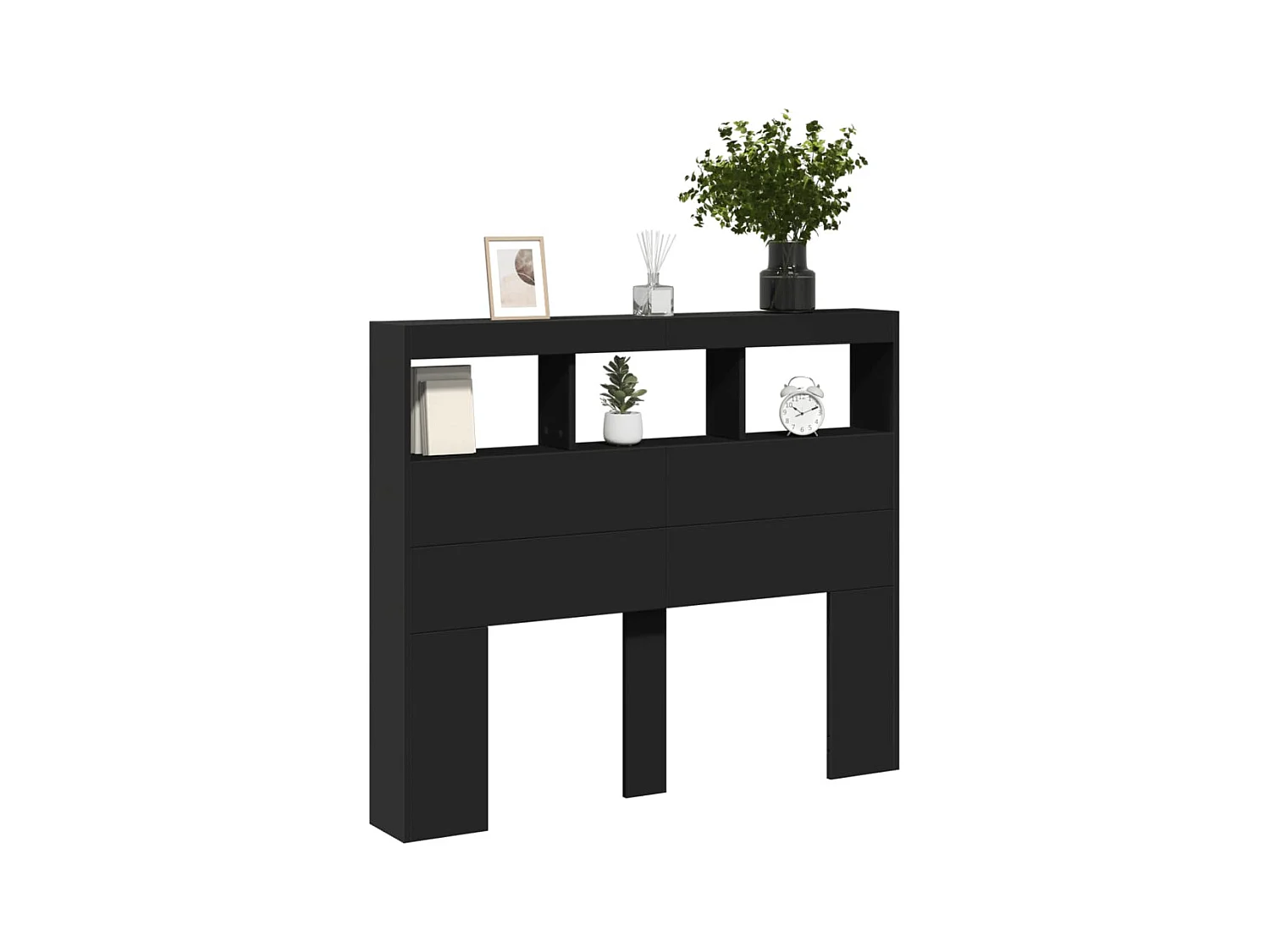 Cabecero de armario con LED negro 120x17x102 cm