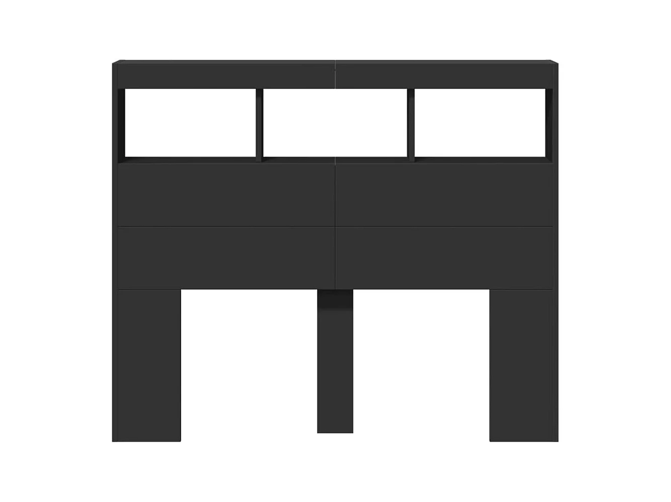 Cabecero de armario con LED negro 120x17x102 cm