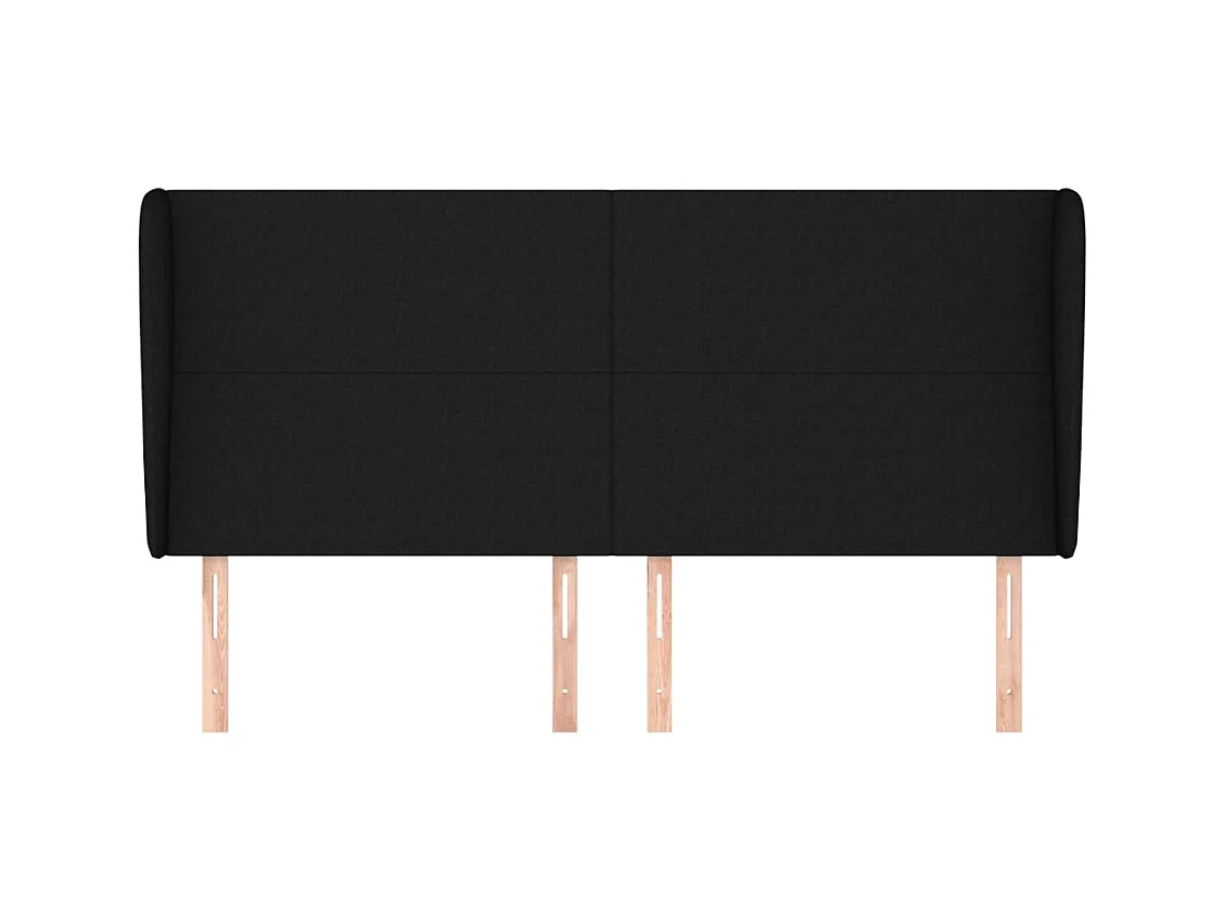 Hoofdbord met vleugels Zwart 203x23x118/128 cm Stof