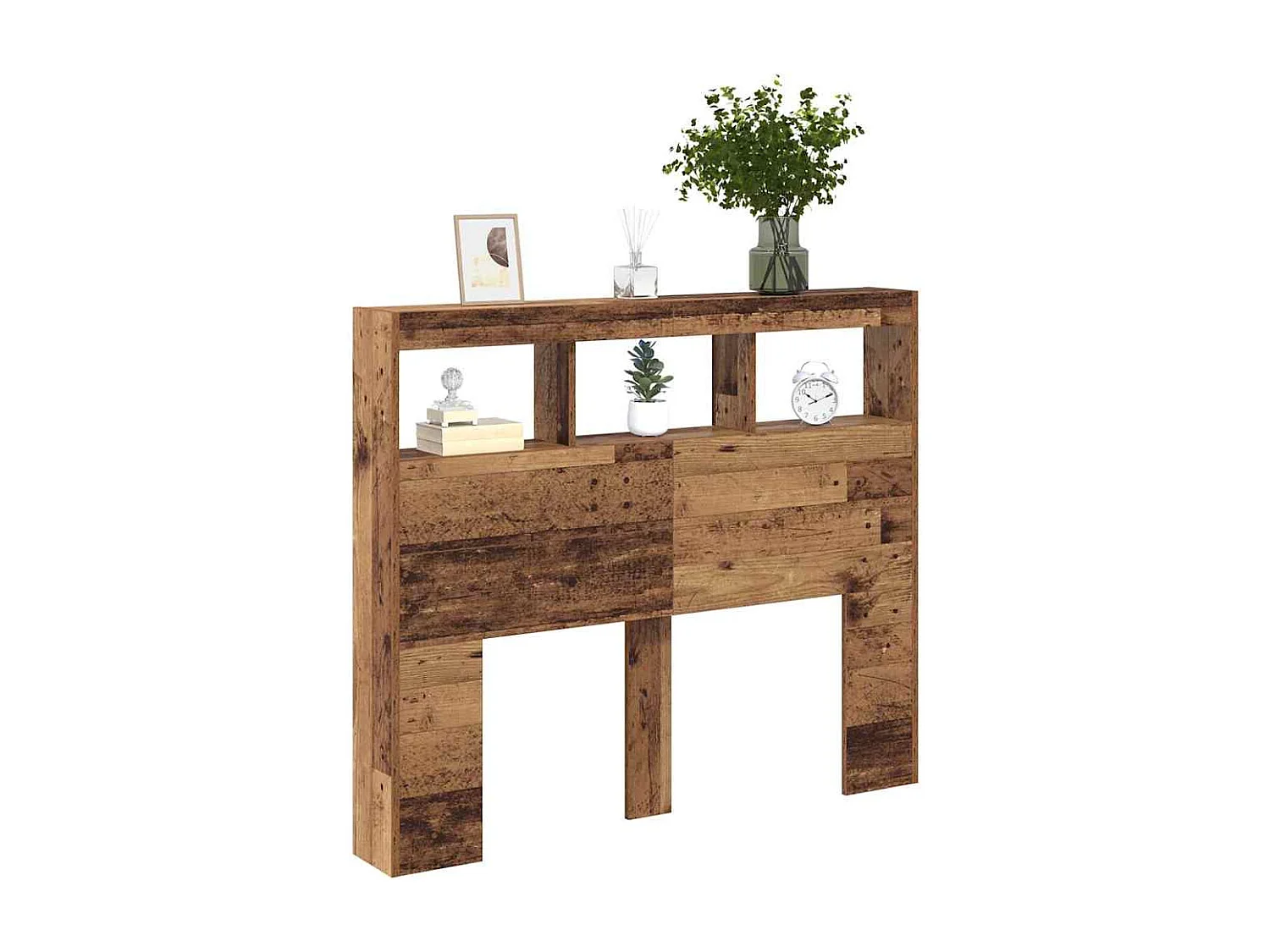 Hoofdbordkast met LED antiek hout 120 x 17 x 102 cm