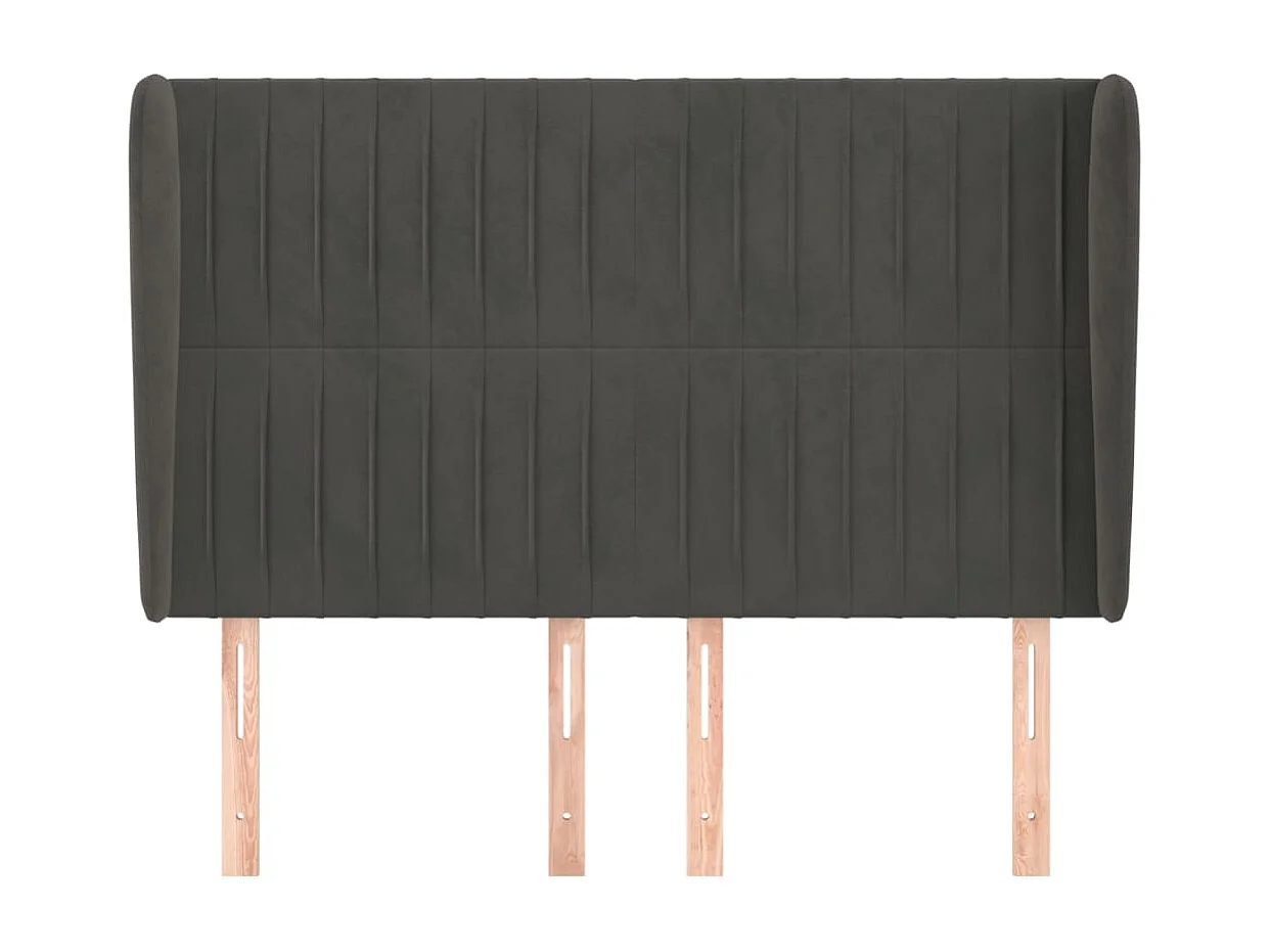 Testiera con ali Grigio scuro 147x23x118/128 cm Velluto