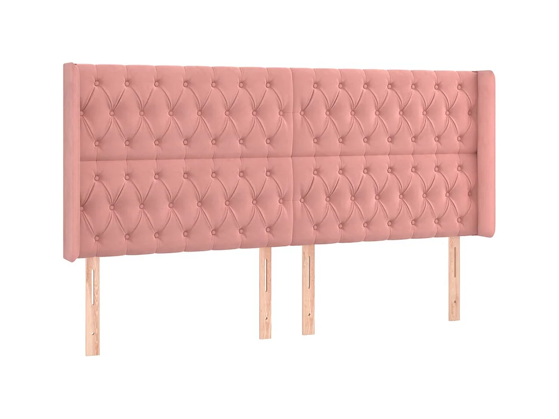 Tête de lit avec oreilles Rose 183x16x118/128 cm Velours
