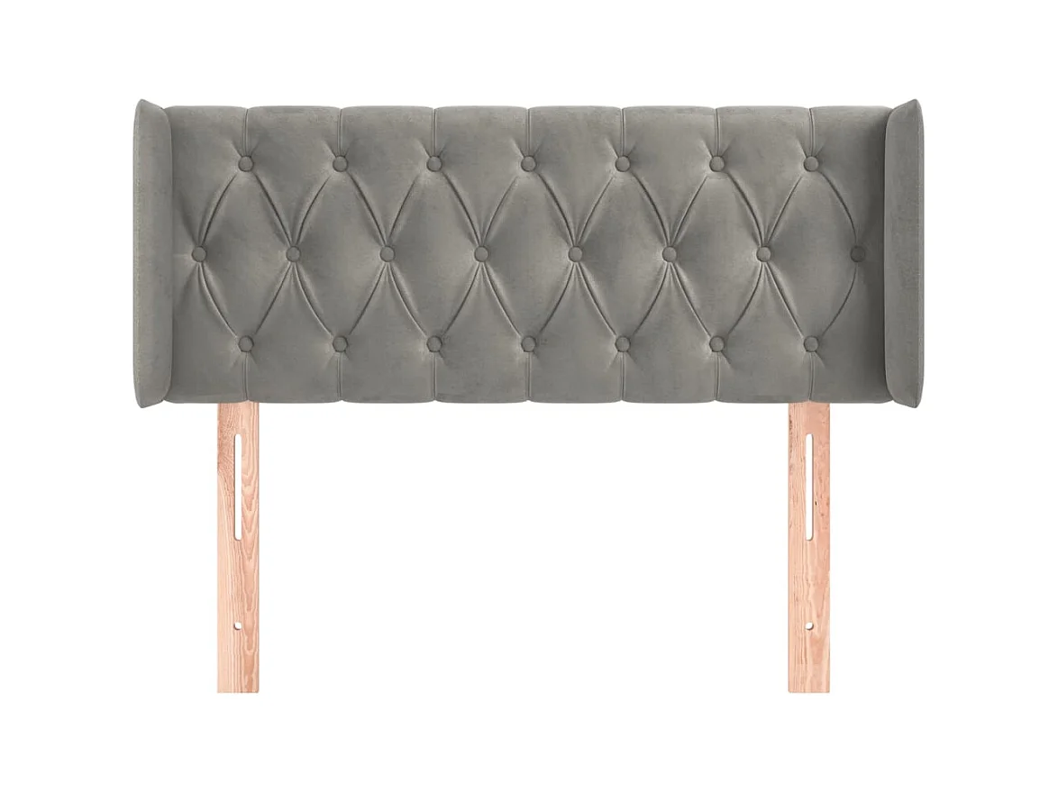 Tête de lit avec oreilles Gris clair 93x16x78/88 cm Velours