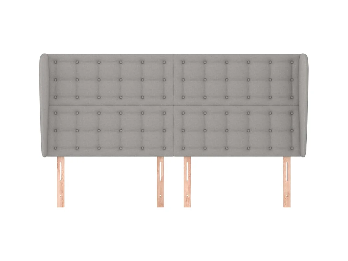 Hoofdbord met vleugels Lichtgrijs 203x23x118/128 cm Stof