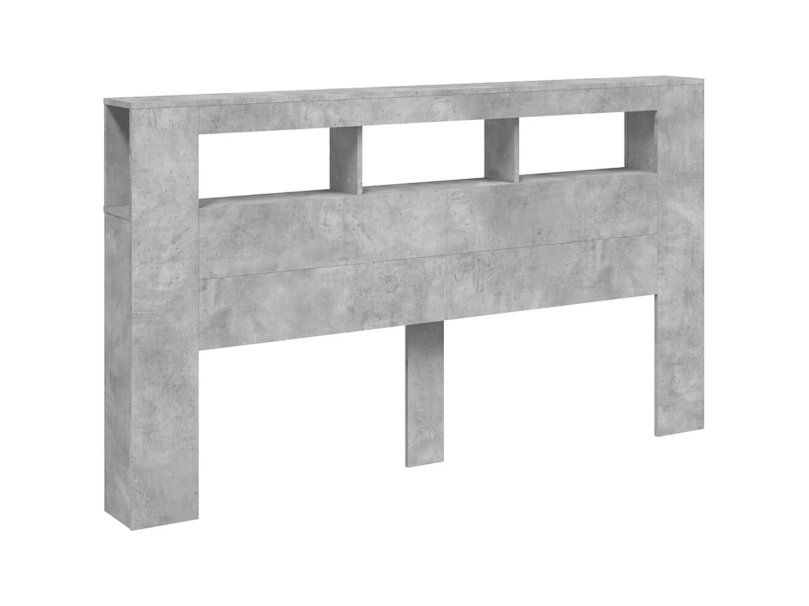 Betongrijs LED hoofdbord 180x18,5x103,5cm bewerkt hout