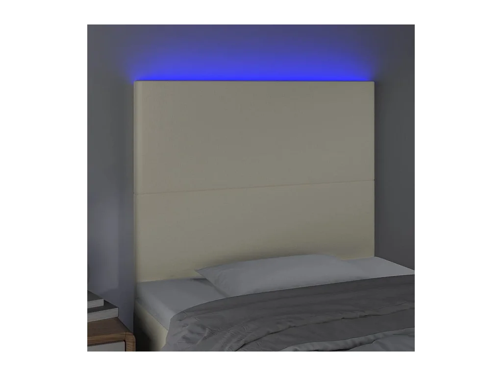 Cabecero LED Crema 90x5x118/128 cm Piel Sintética