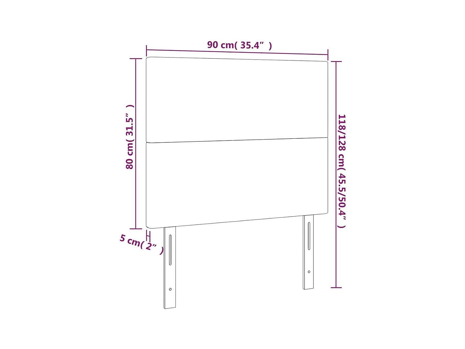 Cabecero LED Crema 90x5x118/128 cm Piel Sintética