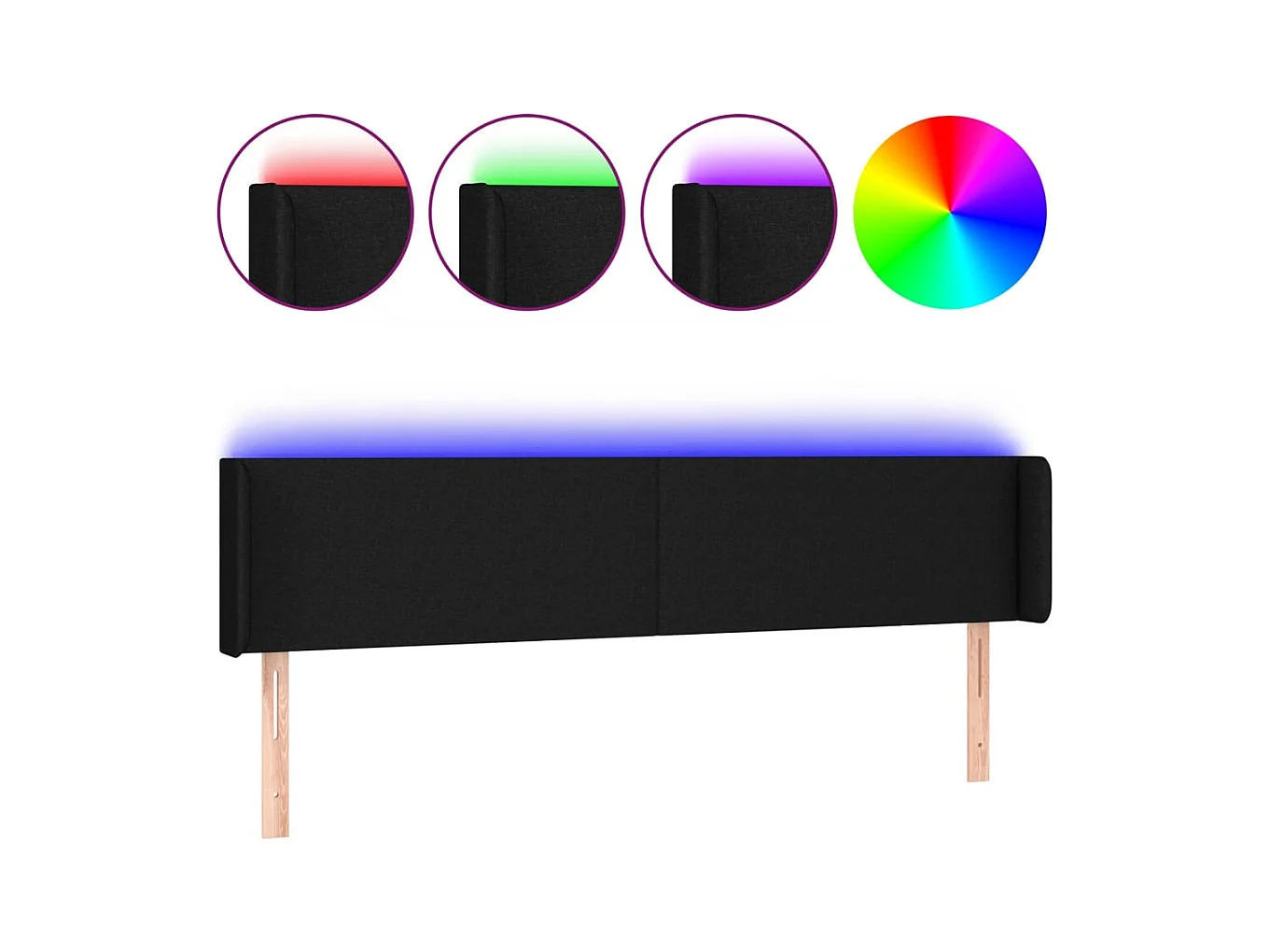 LED hoofdbord Zwart 183x16x78/88 cm Stof