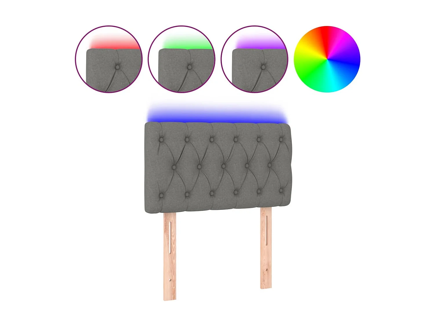 LED hoofdbord Donkergrijs 80x7x78/88 cm Stof