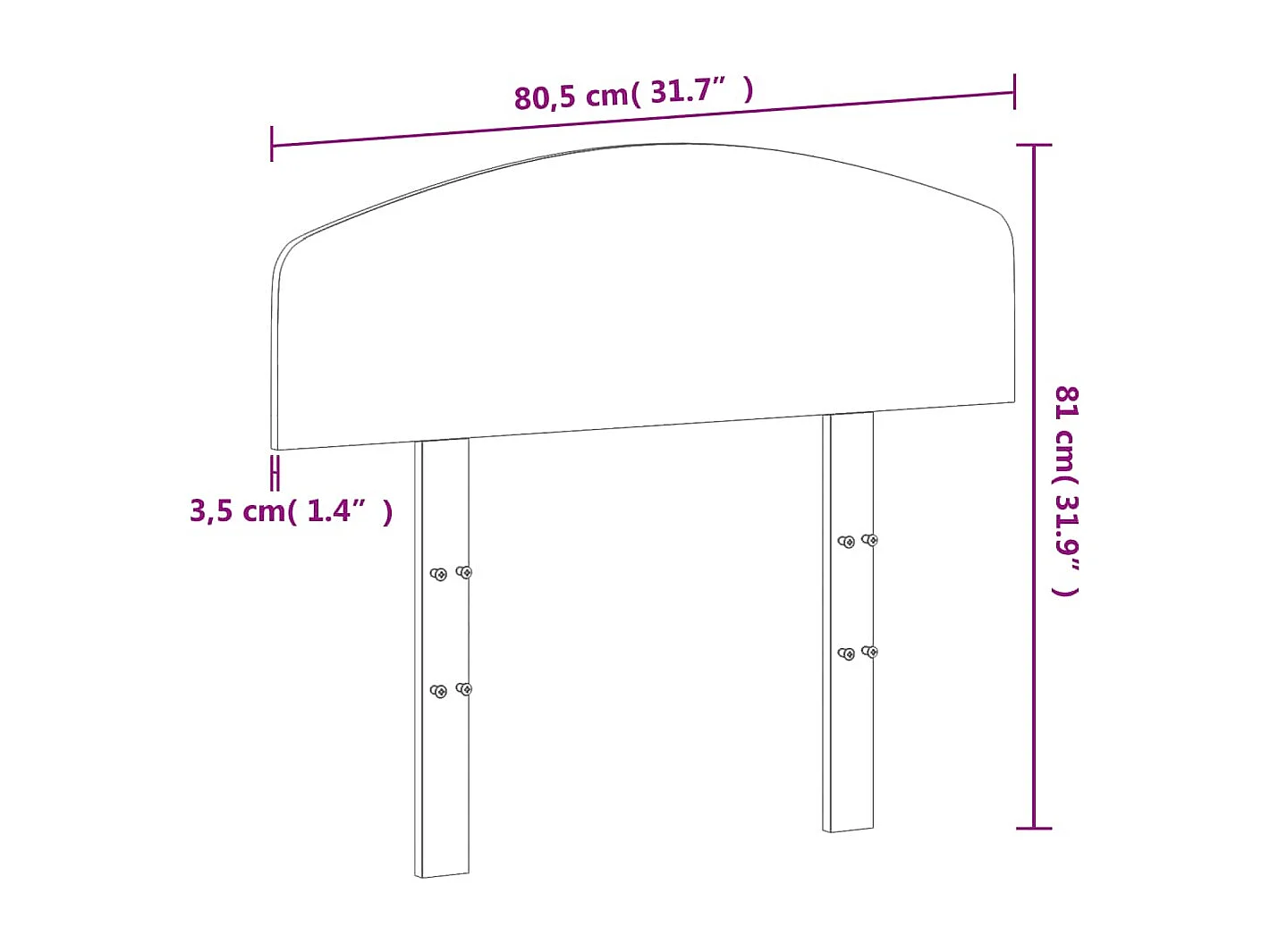Wit hoofdbord 75 cm massief grenenhout