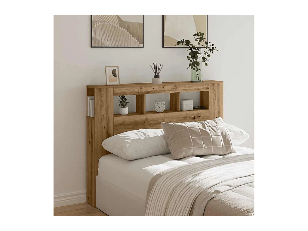 Cabecero LED en roble artesanal 140x18,5x103,5 cm