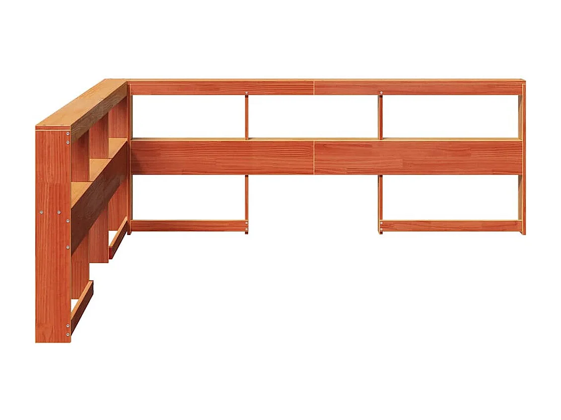 Tête de lit de bibliothèque en forme de L bois massif de pin