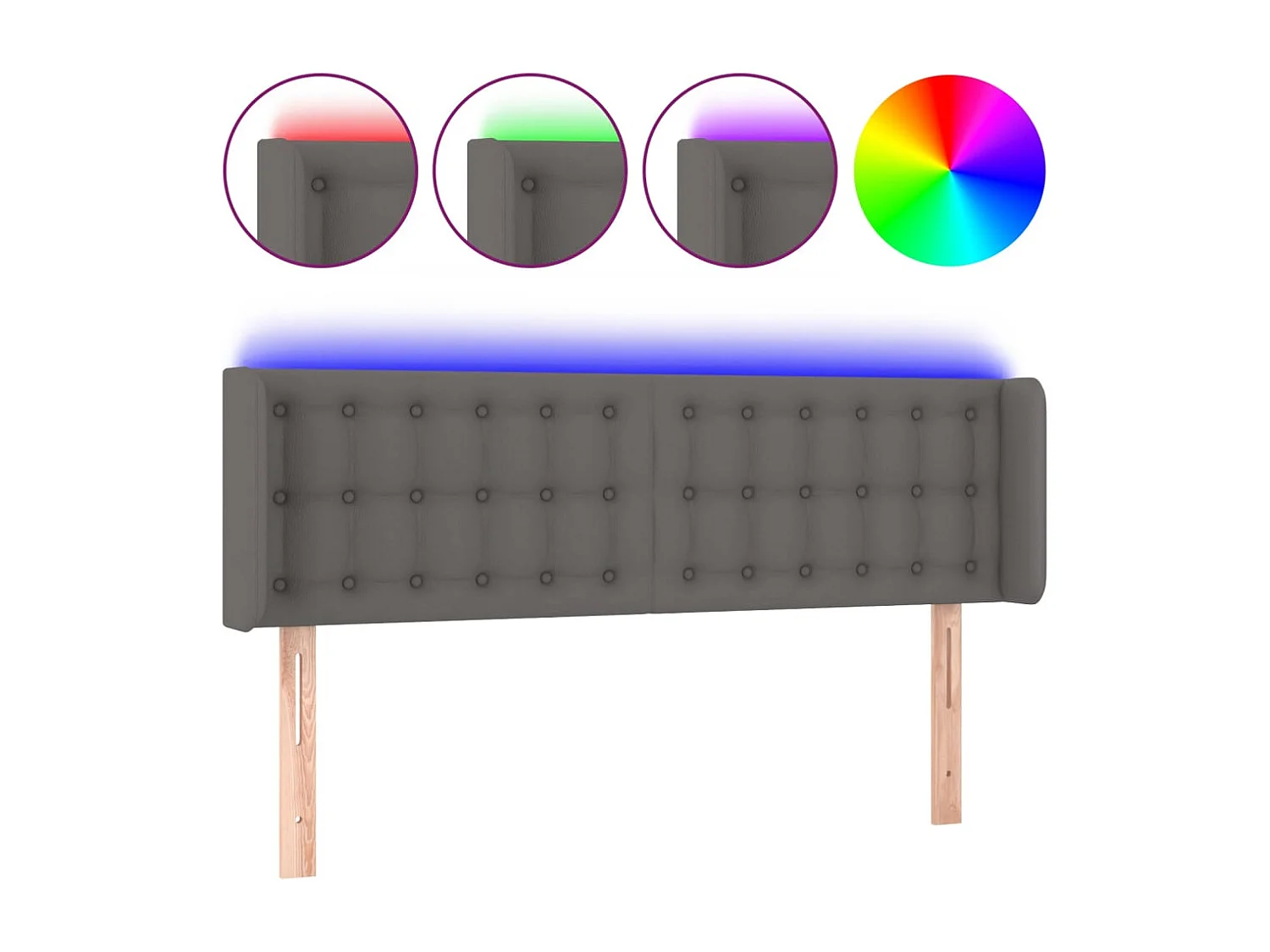 Cabecero LED Gris 147x16x78/88 cm Piel Sintética