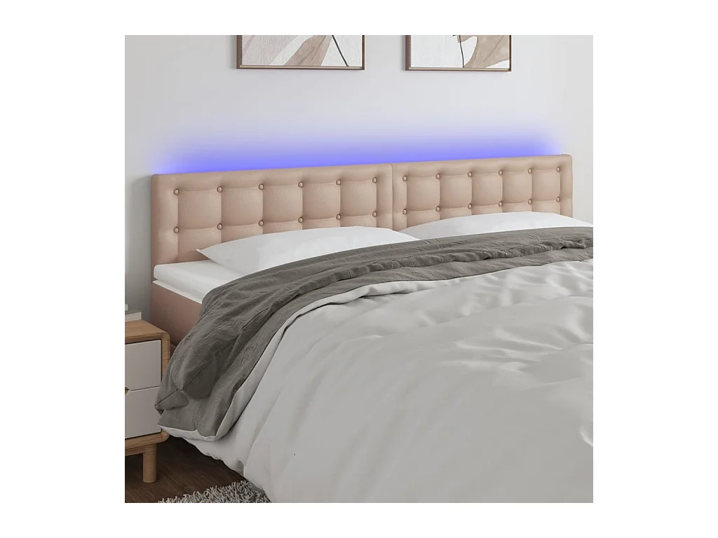 LED-Kopfteil Cappuccino 200x5x78/88 cm Kunstleder