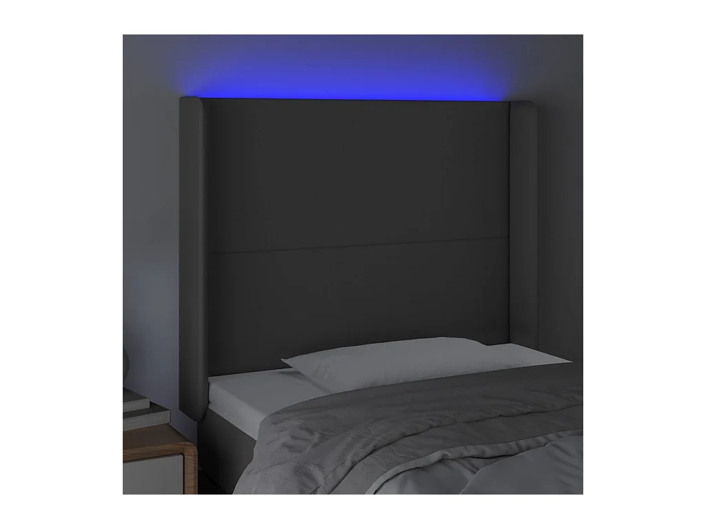 LED Hoofdbord Grijs 103x16x118/128 cm Kunstleer