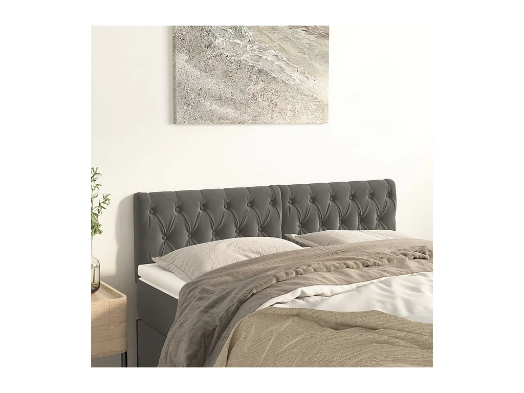 Kopfteile 2 Stk. Dunkelgrau 80x7x78/88 cm Samt