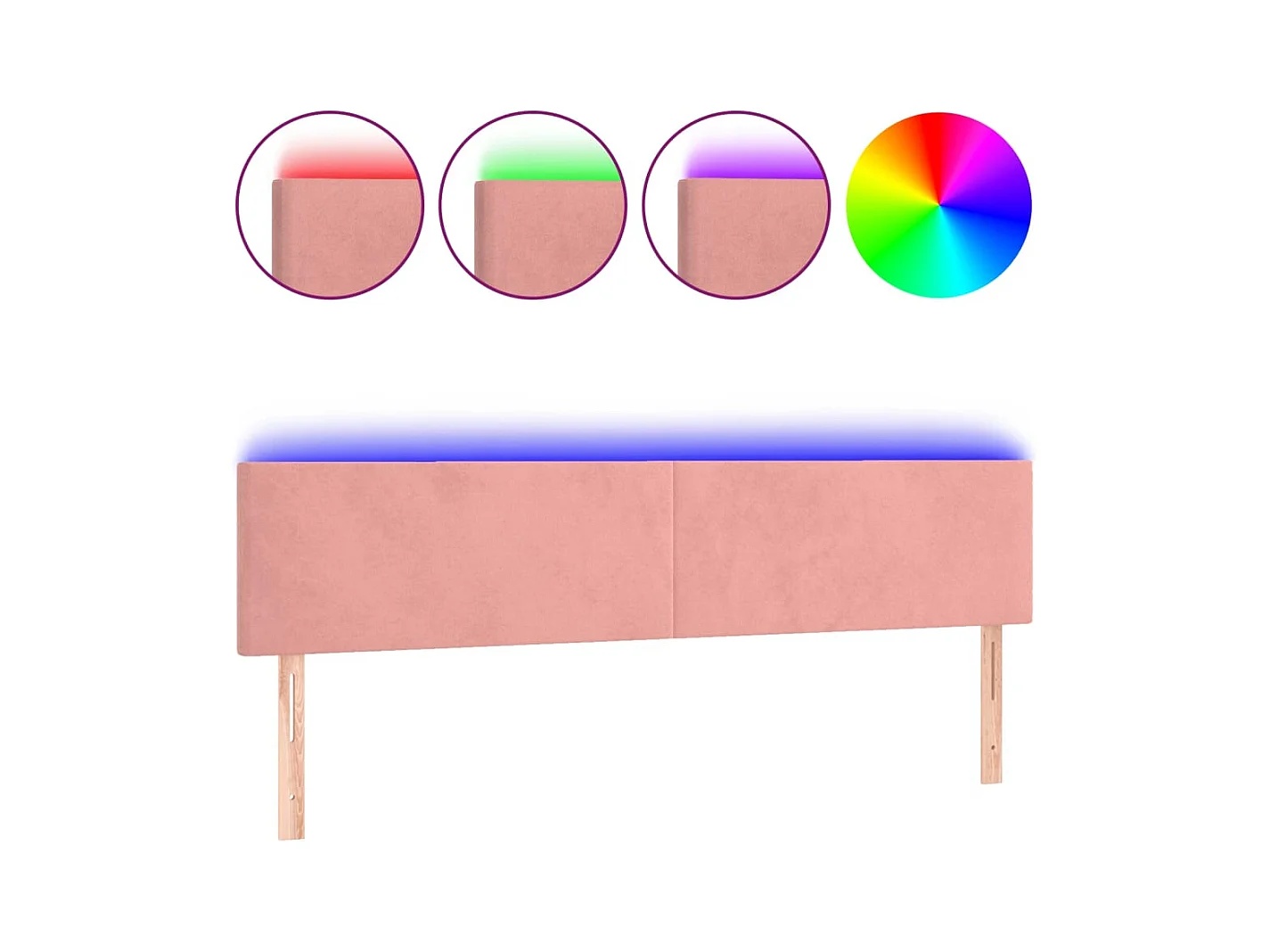 Testiera LED Rosa 200x5x78/88 cm Velluto