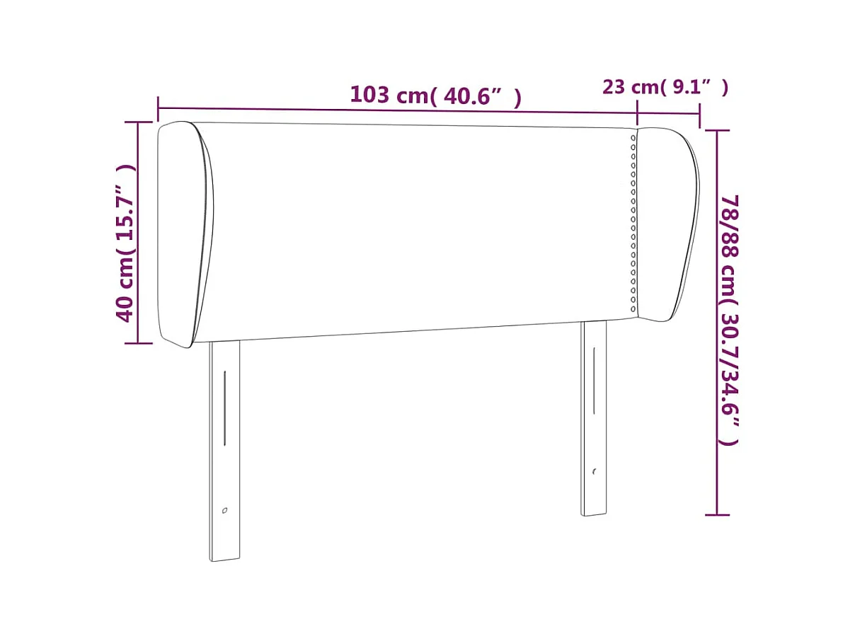 Hoofdbord met vleugels Zwart 103x23x78/88 cm Fluweel