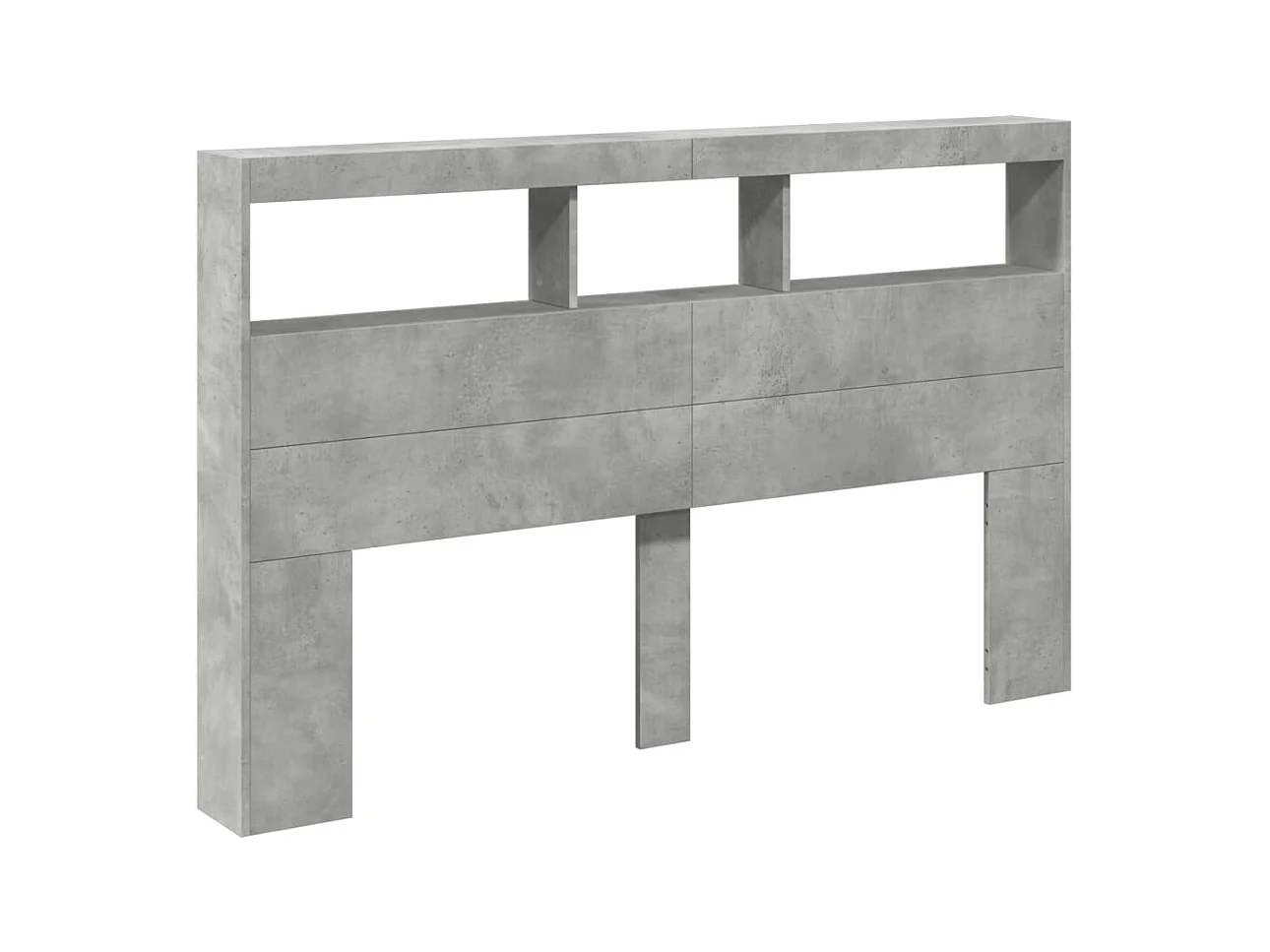 Betongrijs hoofdbord met LED 160x17x102 cm