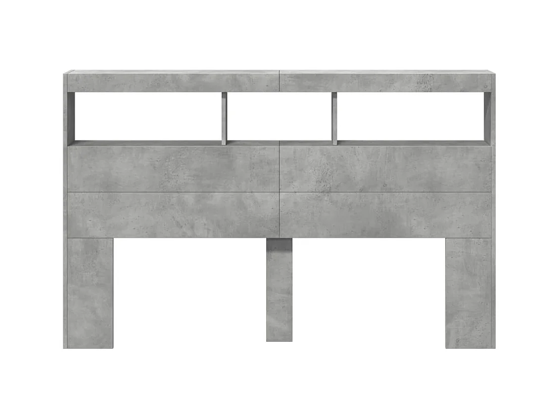 Betongrijs hoofdbord met LED 160x17x102 cm
