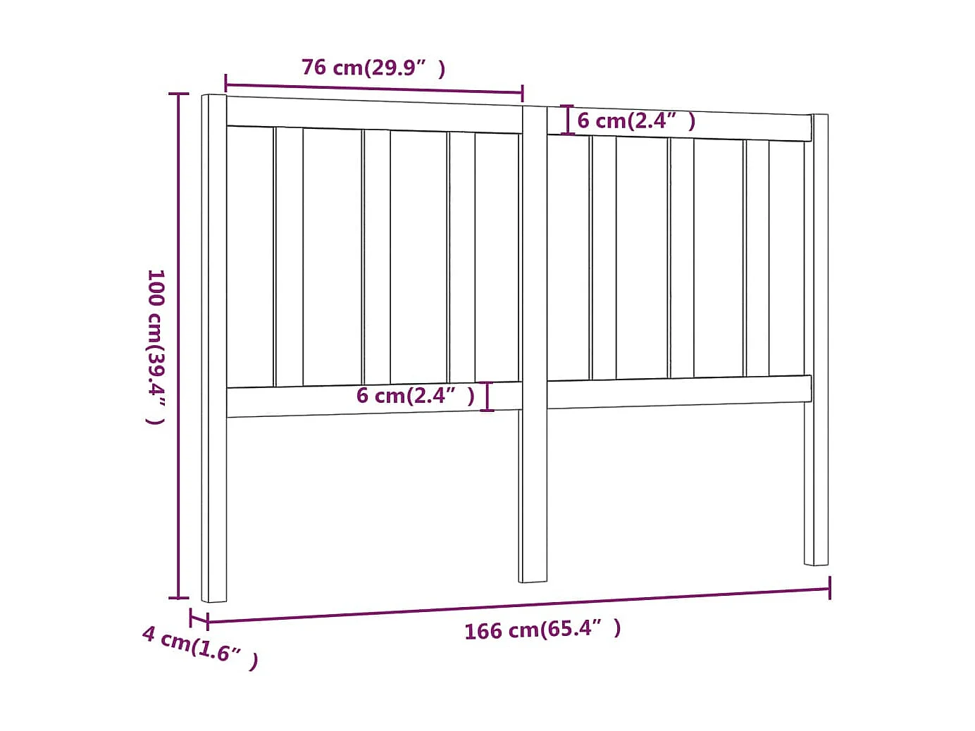 Hoofdbord 166x4x100 cm Massief grenenhout