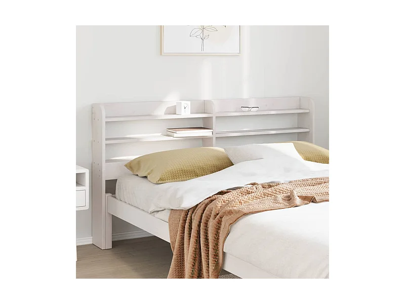 Wit hoofdbord met planken 160 cm massief grenenhout