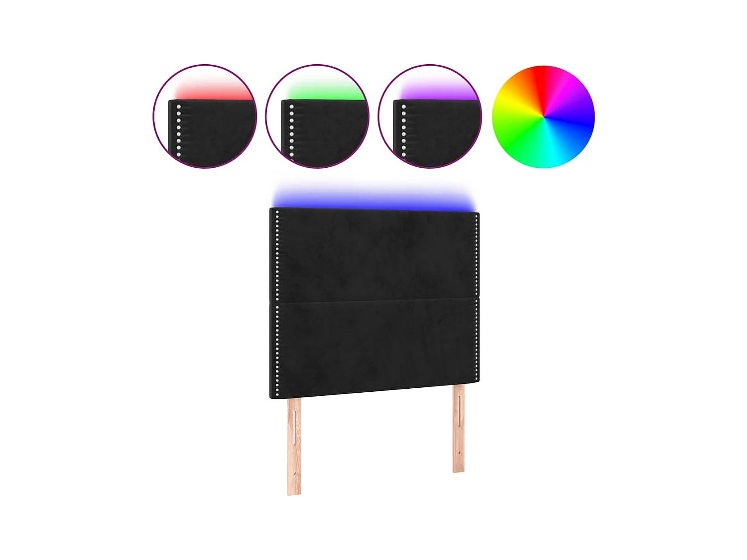 Zwart LED hoofdbord 80x5x118/128 cm fluweel