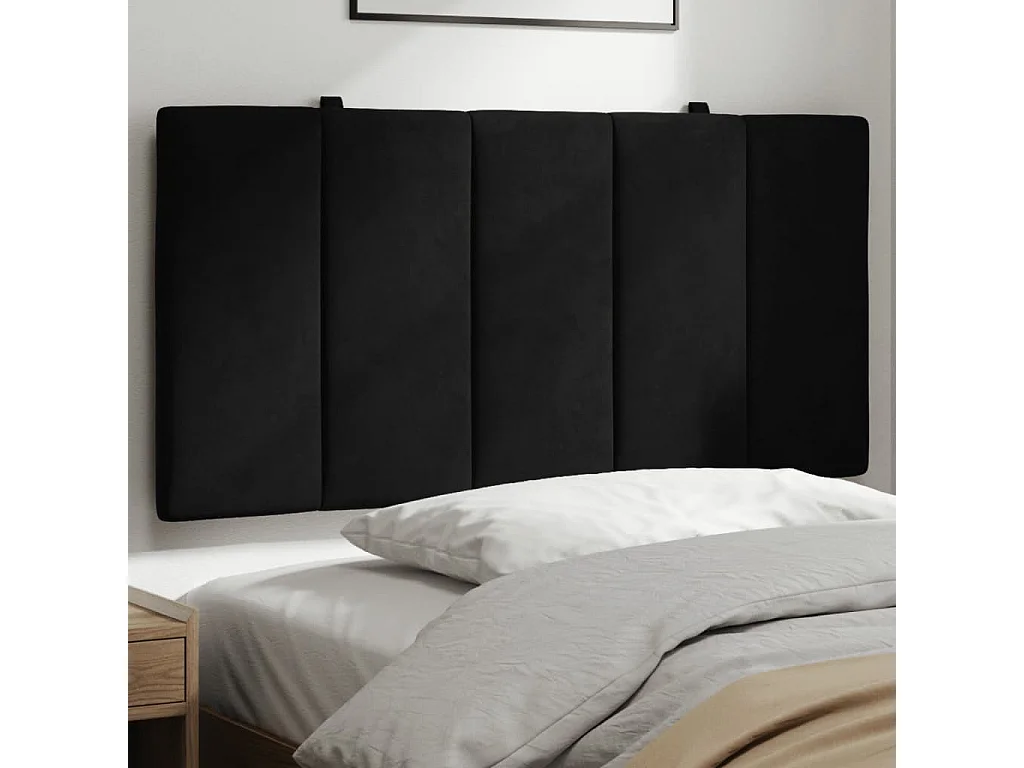 Schwarzes Kopfteilkissen 100 cm Samt
